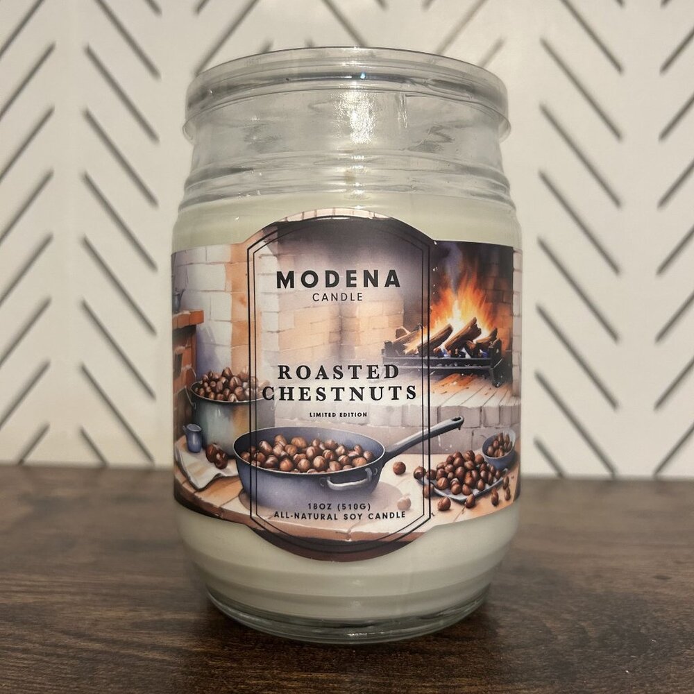 NEW Modena Candle Roasted Chestnuts Limited Soy Candle 18oz Holiday Kitchen